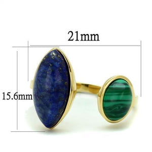 TK2906 - IP Gold(Ion Plating) Stainless Steel Ring with Precious Stone Lapis in Montana