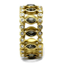 Load image into Gallery viewer, TK2907 - IP Gold(Ion Plating) Stainless Steel Ring with Top Grade Crystal  in Black Diamond