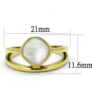 TK2908 - IP Gold(Ion Plating) Stainless Steel Ring with Precious Stone Conch in White