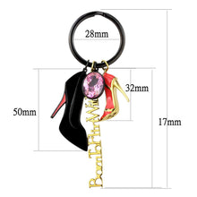 Load image into Gallery viewer, TK2913 - IP Gold+ IP Black (Ion Plating) Stainless Steel Key Ring with AAA Grade CZ  in Rose