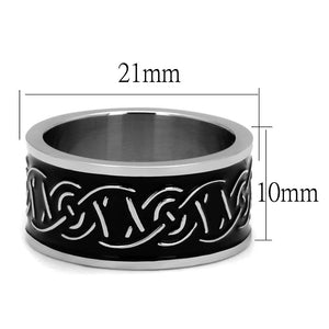 TK2922 - High polished (no plating) Stainless Steel Ring with Epoxy  in Jet