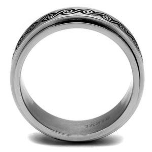 TK2930 - High polished (no plating) Stainless Steel Ring with Epoxy  in Jet