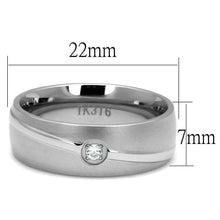 Load image into Gallery viewer, TK2931 - High polished (no plating) Stainless Steel Ring with AAA Grade CZ  in Clear