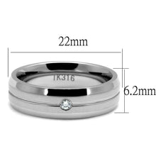 Load image into Gallery viewer, TK2936 - High polished (no plating) Stainless Steel Ring with AAA Grade CZ  in Clear