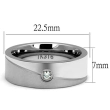 Load image into Gallery viewer, TK2937 - High polished (no plating) Stainless Steel Ring with AAA Grade CZ  in Clear