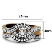 Load image into Gallery viewer, TK2953 - Two Tone IP Light Brown (IP Light coffee) Stainless Steel Ring with AAA Grade CZ  in Clear