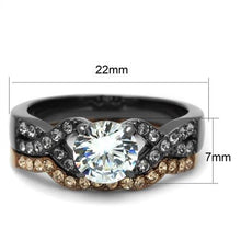 Load image into Gallery viewer, TK2958 - IP Light Black &amp; IP Light coffee Stainless Steel Ring with AAA Grade CZ  in Clear