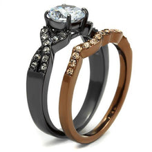 Load image into Gallery viewer, TK2958 - IP Light Black &amp; IP Light coffee Stainless Steel Ring with AAA Grade CZ  in Clear