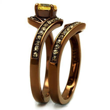 Load image into Gallery viewer, TK2959 - IP Coffee light Stainless Steel Ring with AAA Grade CZ  in Topaz