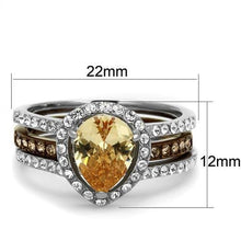 Load image into Gallery viewer, TK2961 - Two Tone IP Light Brown (IP Light coffee) Stainless Steel Ring with AAA Grade CZ  in Champagne