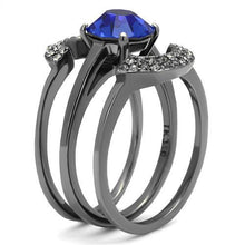 Load image into Gallery viewer, TK2969 - IP Light Black  (IP Gun) Stainless Steel Ring with Top Grade Crystal  in Sapphire