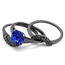 Load image into Gallery viewer, TK2969 - IP Light Black  (IP Gun) Stainless Steel Ring with Top Grade Crystal  in Sapphire