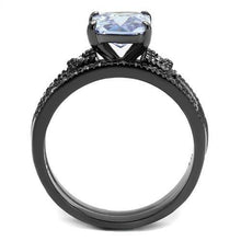 Load image into Gallery viewer, TK2970 - IP Light Black  (IP Gun) Stainless Steel Ring with AAA Grade CZ  in Light Amethyst