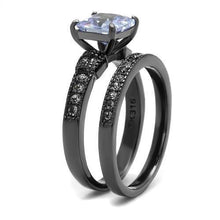 Load image into Gallery viewer, TK2970 - IP Light Black  (IP Gun) Stainless Steel Ring with AAA Grade CZ  in Light Amethyst