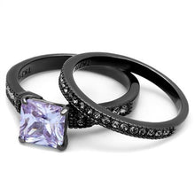 Load image into Gallery viewer, TK2970 - IP Light Black  (IP Gun) Stainless Steel Ring with AAA Grade CZ  in Light Amethyst