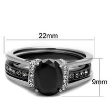 Load image into Gallery viewer, TK2971 - Two-Tone IP Black Stainless Steel Ring with Synthetic Synthetic Glass in Jet