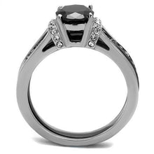 Load image into Gallery viewer, TK2971 - Two-Tone IP Black Stainless Steel Ring with Synthetic Synthetic Glass in Jet