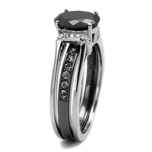 Load image into Gallery viewer, TK2971 - Two-Tone IP Black Stainless Steel Ring with Synthetic Synthetic Glass in Jet