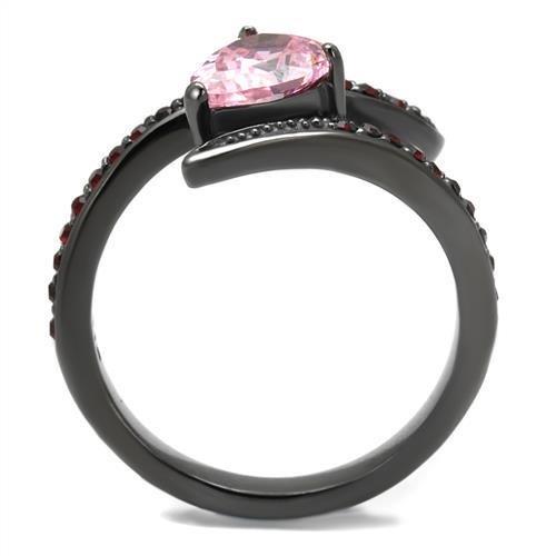 TK2972 - IP Light Black (IP Gun) Stainless Steel Ring with AAA Grade C ...