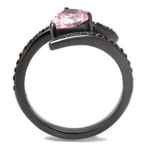 TK2972 - IP Light Black  (IP Gun) Stainless Steel Ring with AAA Grade CZ  in Rose