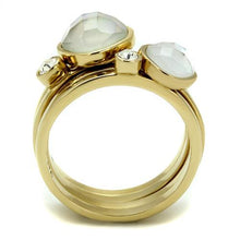 Load image into Gallery viewer, TK2975 - IP Gold(Ion Plating) Stainless Steel Ring with Synthetic Synthetic Glass in White