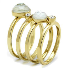 Load image into Gallery viewer, TK2975 - IP Gold(Ion Plating) Stainless Steel Ring with Synthetic Synthetic Glass in White