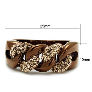 TK2982 - IP Coffee light Stainless Steel Ring with Top Grade Crystal  in Light Peach