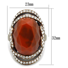 Load image into Gallery viewer, TK2984 - IP Coffee light Stainless Steel Ring with Synthetic Synthetic Stone in Orange