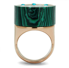 Load image into Gallery viewer, TK2986 - IP Rose Gold(Ion Plating) Stainless Steel Ring with Synthetic MALACHITE in Emerald