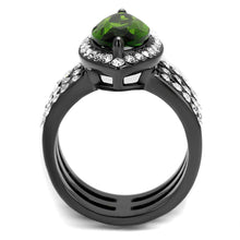 Load image into Gallery viewer, TK2989 - IP Light Black  (IP Gun) Stainless Steel Ring with Synthetic Synthetic Glass in Peridot