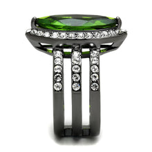 Load image into Gallery viewer, TK2989 - IP Light Black  (IP Gun) Stainless Steel Ring with Synthetic Synthetic Glass in Peridot