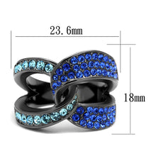 Load image into Gallery viewer, TK2994 - IP Light Black  (IP Gun) Stainless Steel Ring with Top Grade Crystal  in Multi Color