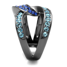 Load image into Gallery viewer, TK2994 - IP Light Black  (IP Gun) Stainless Steel Ring with Top Grade Crystal  in Multi Color