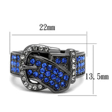 Load image into Gallery viewer, TK2995 - IP Light Black  (IP Gun) Stainless Steel Ring with Top Grade Crystal  in Multi Color