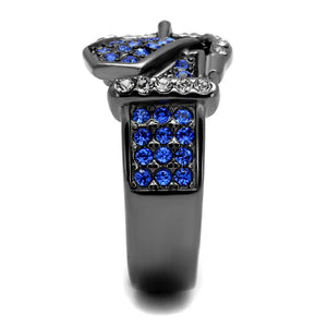 TK2995 - IP Light Black  (IP Gun) Stainless Steel Ring with Top Grade Crystal  in Multi Color