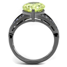 Load image into Gallery viewer, TK2997 - IP Light Black  (IP Gun) Stainless Steel Ring with AAA Grade CZ  in Apple Green color