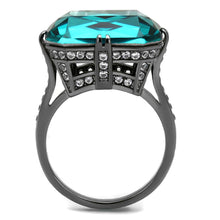 Load image into Gallery viewer, TK2998 - IP Light Black  (IP Gun) Stainless Steel Ring with Top Grade Crystal  in Blue Zircon