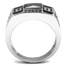 Load image into Gallery viewer, TK3002 - High polished (no plating) Stainless Steel Ring with AAA Grade CZ  in Black Diamond