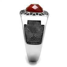 Load image into Gallery viewer, TK3007 - High polished (no plating) Stainless Steel Ring with Semi-Precious Agate in Siam