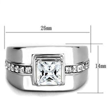 Load image into Gallery viewer, TK3011 - High polished (no plating) Stainless Steel Ring with AAA Grade CZ  in Clear