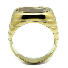 Load image into Gallery viewer, TK3017 - IP Gold(Ion Plating) Stainless Steel Ring with Semi-Precious Oligoclase in Smoked Quartz