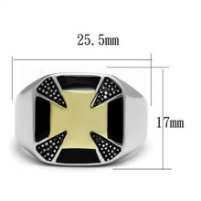 Load image into Gallery viewer, TK3019 - Two-Tone IP Gold (Ion Plating) Stainless Steel Ring with Epoxy  in Jet