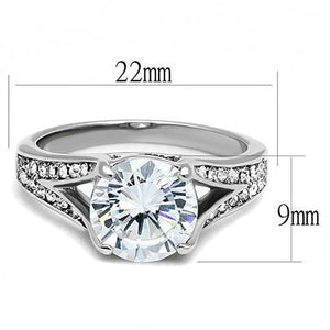 TK3020 - High polished (no plating) Stainless Steel Ring with AAA Grade CZ  in Clear