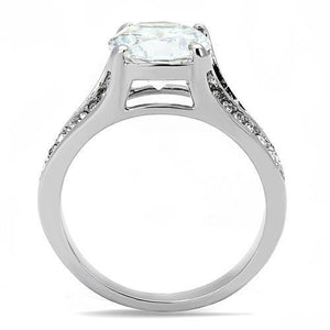 TK3020 - High polished (no plating) Stainless Steel Ring with AAA Grade CZ  in Clear