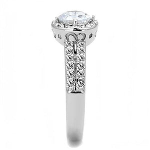 TK3021 - High polished (no plating) Stainless Steel Ring with AAA Grade CZ  in Clear