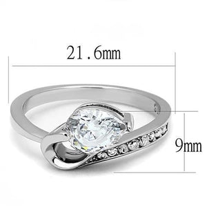 TK3022 - High polished (no plating) Stainless Steel Ring with AAA Grade CZ  in Clear