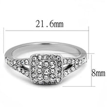 Load image into Gallery viewer, TK3023 - High polished (no plating) Stainless Steel Ring with Top Grade Crystal  in Clear