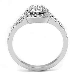 TK3023 - High polished (no plating) Stainless Steel Ring with Top Grade Crystal  in Clear