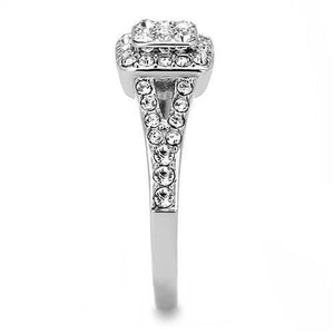 TK3023 - High polished (no plating) Stainless Steel Ring with Top Grade Crystal  in Clear