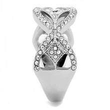 Load image into Gallery viewer, TK3027 - High polished (no plating) Stainless Steel Ring with Top Grade Crystal  in Clear